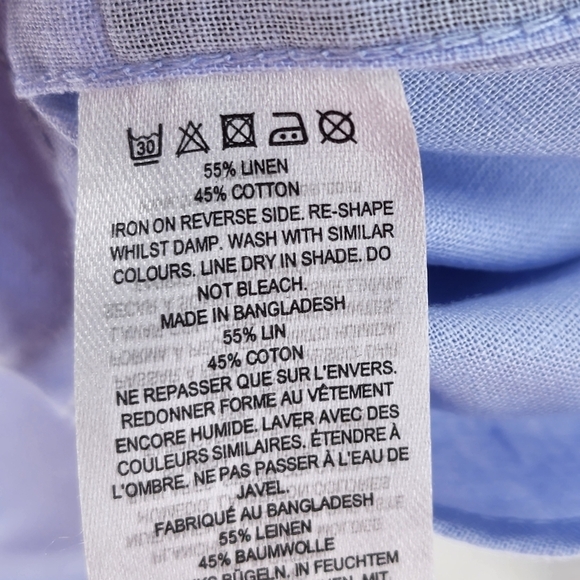 French Connection Men's Linen Button Down Collared Long Sleeve Shirt - 2XL - Picture 4 of 6